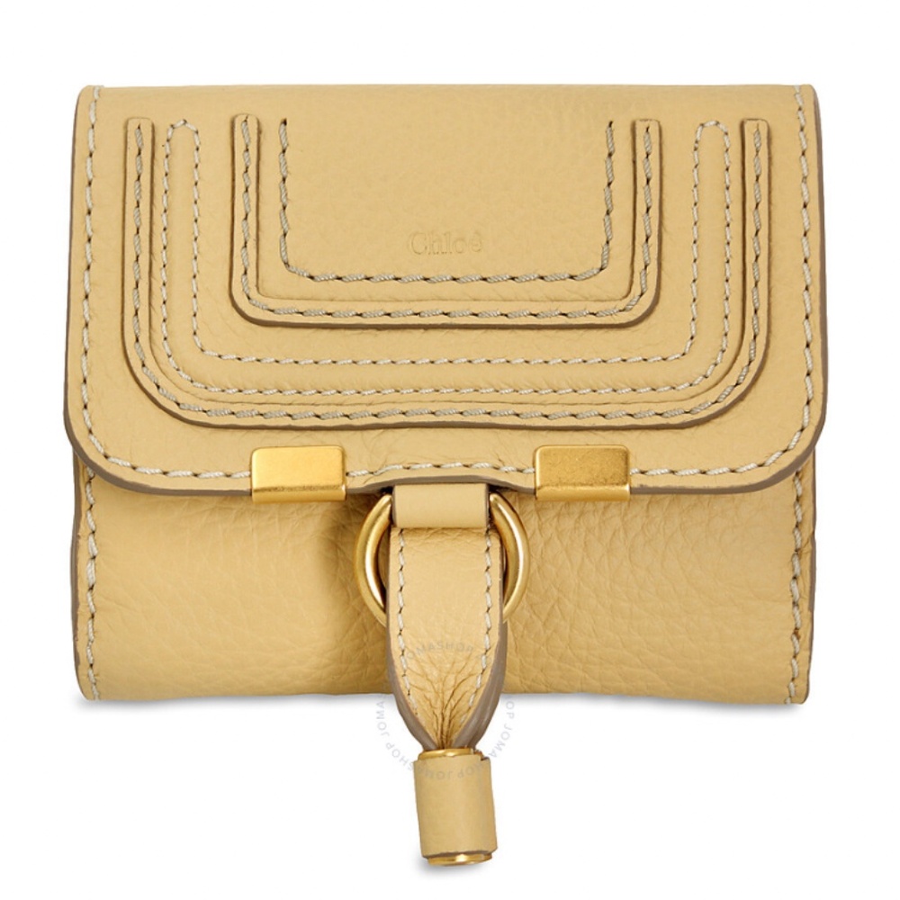 Chloe Marcie Square Bifold Compact Wallet in Wooden Beige